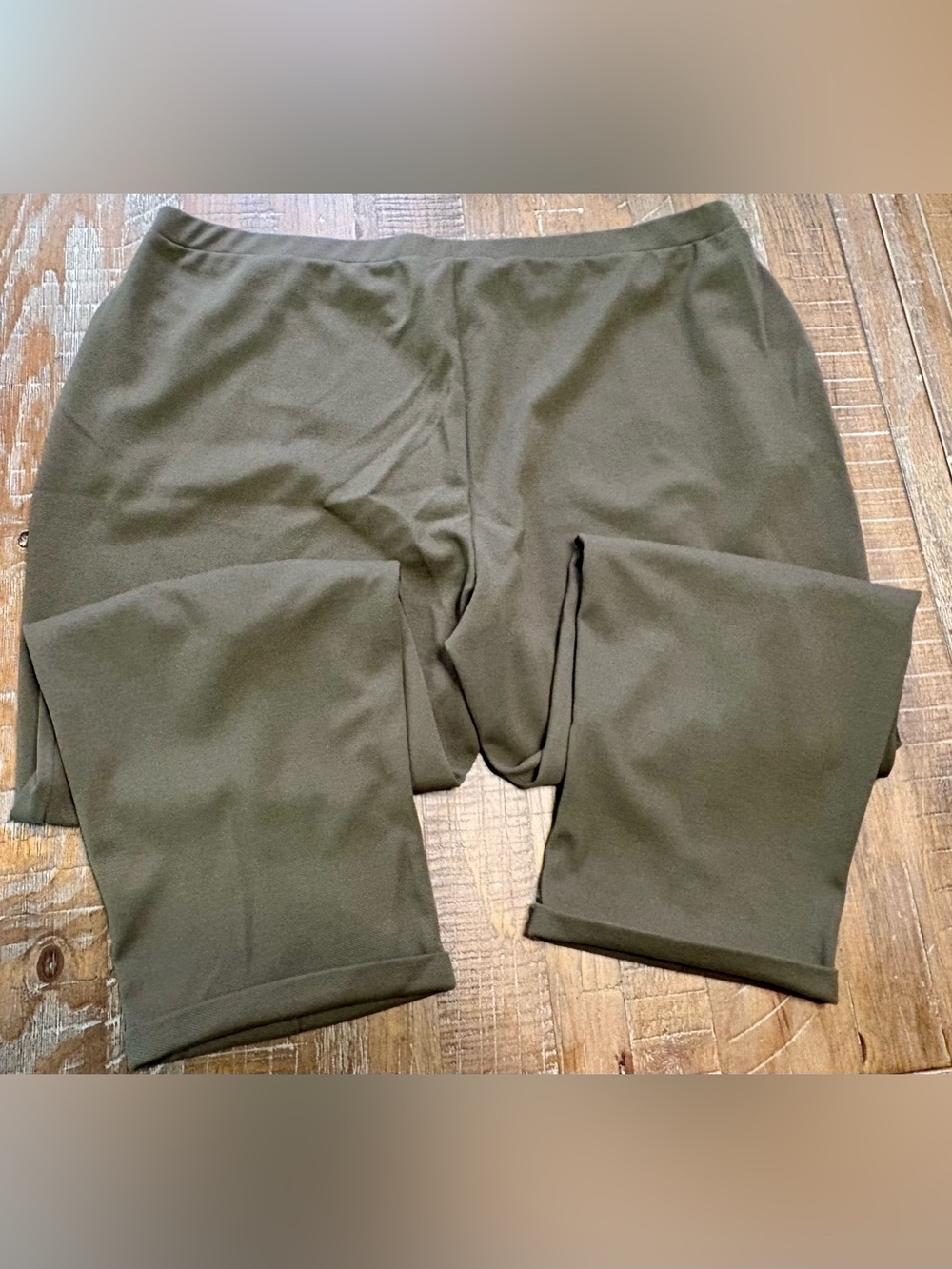 MANGO MNG Cuffed Seam Detail Lounge Pants - Olive Khaki Green Women 3XL - Picture 3 of 8